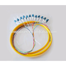 Outdoor 12 Cores fibra óptica pigtail conector LC / UPC conector de cabo de fibra